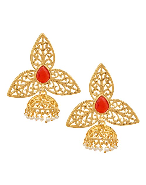 Lootkabazaar Gold Plated Leaf Jhumka Earring For Women (JEGH81801)